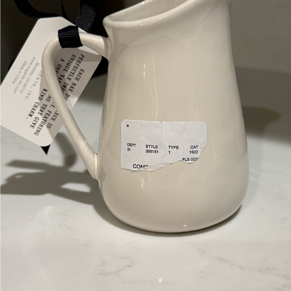 Rae Dunn White Ceramic Creamer with Blue Floral Design- CREAM- NWT - Picture 3 of 6